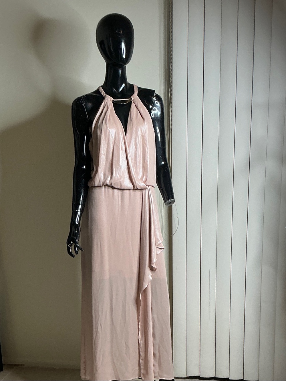 Xscape Blush Halter Maxi Dress